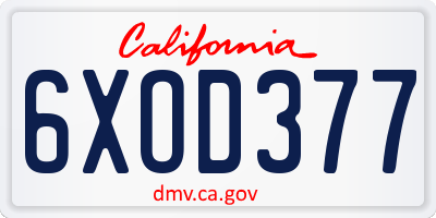 CA license plate 6XOD377