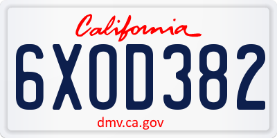 CA license plate 6XOD382