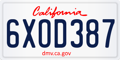 CA license plate 6XOD387