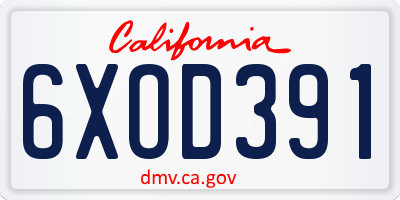 CA license plate 6XOD391