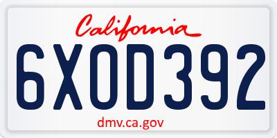 CA license plate 6XOD392