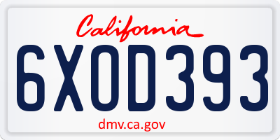 CA license plate 6XOD393