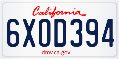 CA license plate 6XOD394