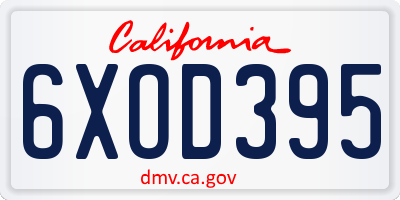 CA license plate 6XOD395