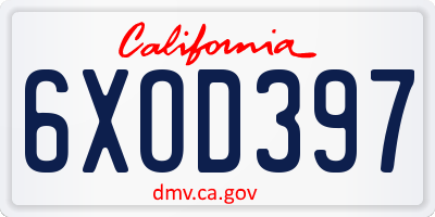 CA license plate 6XOD397