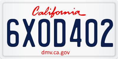 CA license plate 6XOD402
