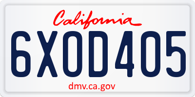CA license plate 6XOD405
