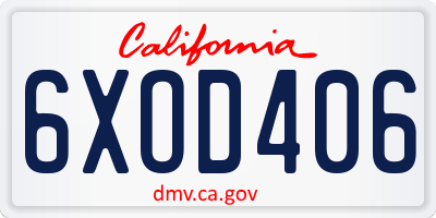 CA license plate 6XOD406