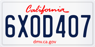 CA license plate 6XOD407