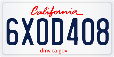 CA license plate 6XOD408