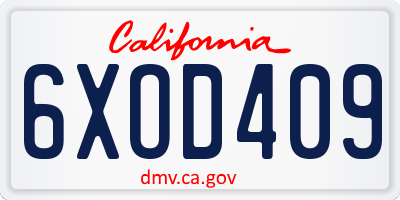CA license plate 6XOD409