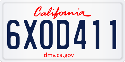 CA license plate 6XOD411