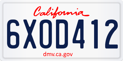 CA license plate 6XOD412