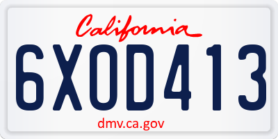 CA license plate 6XOD413