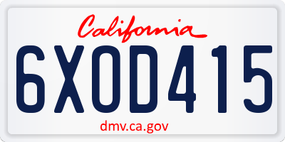 CA license plate 6XOD415