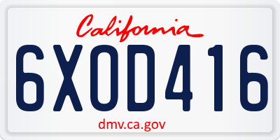 CA license plate 6XOD416