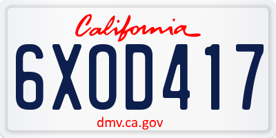 CA license plate 6XOD417