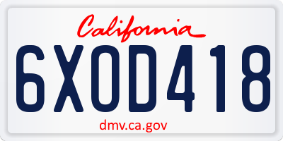CA license plate 6XOD418