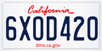 CA license plate 6XOD420