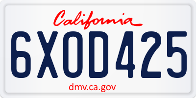 CA license plate 6XOD425