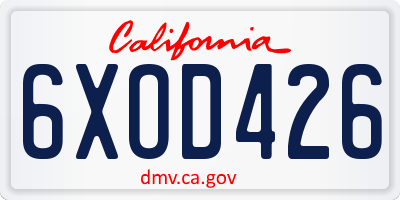 CA license plate 6XOD426