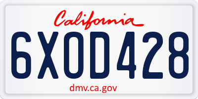 CA license plate 6XOD428