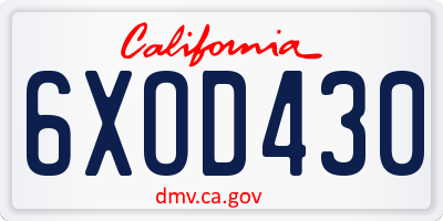 CA license plate 6XOD430