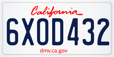 CA license plate 6XOD432