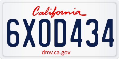 CA license plate 6XOD434