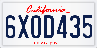 CA license plate 6XOD435