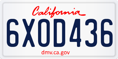 CA license plate 6XOD436