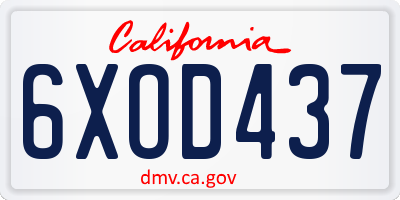 CA license plate 6XOD437