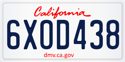 CA license plate 6XOD438
