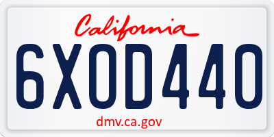 CA license plate 6XOD440