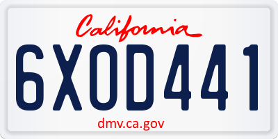 CA license plate 6XOD441