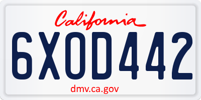 CA license plate 6XOD442