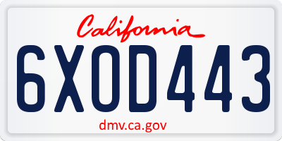 CA license plate 6XOD443