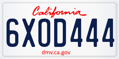 CA license plate 6XOD444
