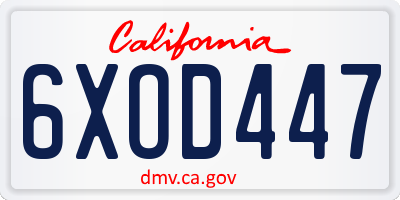 CA license plate 6XOD447