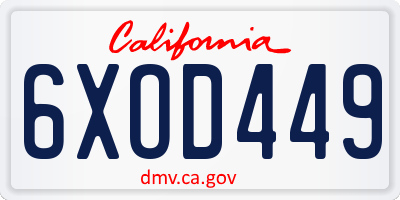 CA license plate 6XOD449
