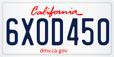 CA license plate 6XOD450