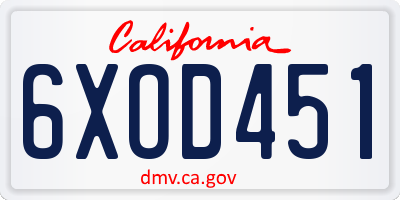 CA license plate 6XOD451