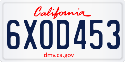 CA license plate 6XOD453