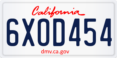 CA license plate 6XOD454