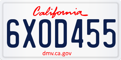 CA license plate 6XOD455