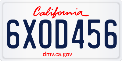 CA license plate 6XOD456