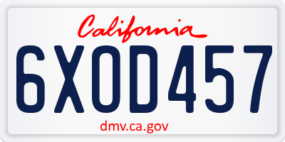 CA license plate 6XOD457