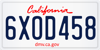 CA license plate 6XOD458