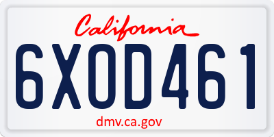 CA license plate 6XOD461