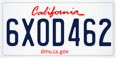 CA license plate 6XOD462